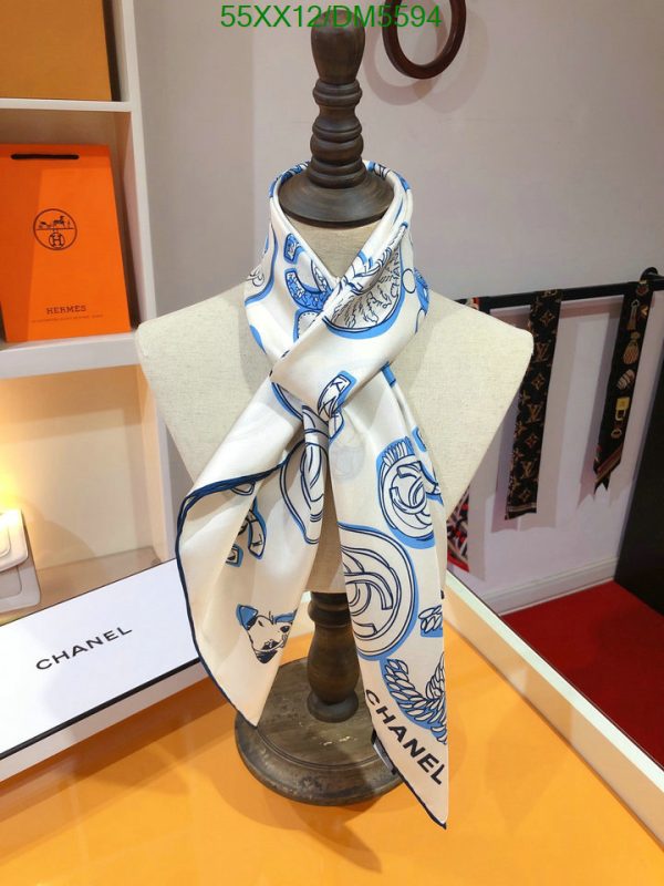 Chanel Replica Silk CC Blue White Scarf Square