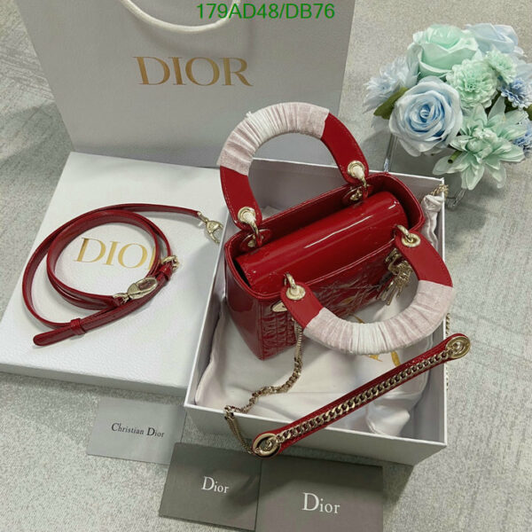 Christian Dior 1:1 Mirror Calfskin Cannage Mini Lady Dior Plum