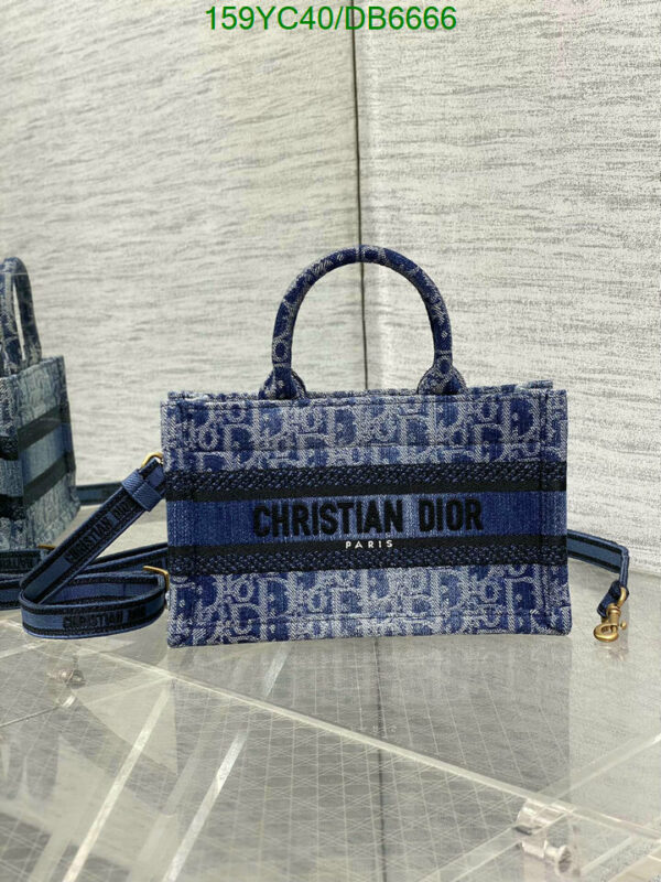 Christian Dior 1:1 Mirror Blue Embroidery Mini Dior Book Tote