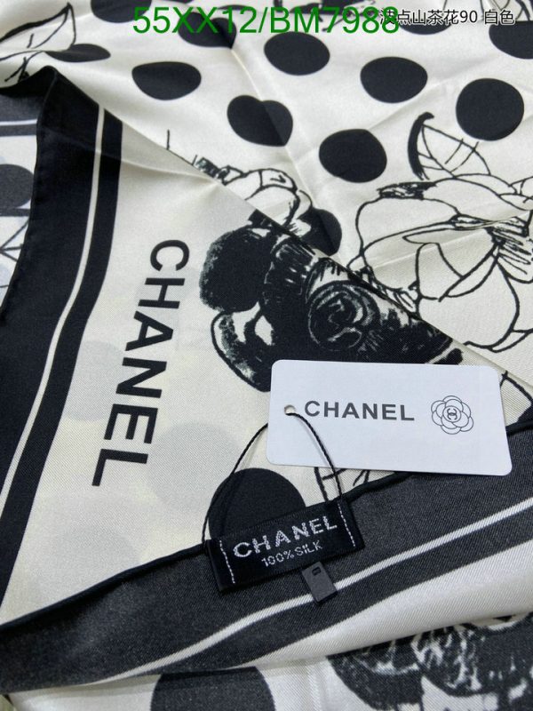 Chanel Replica Silk Black/White Woman Square Scarf