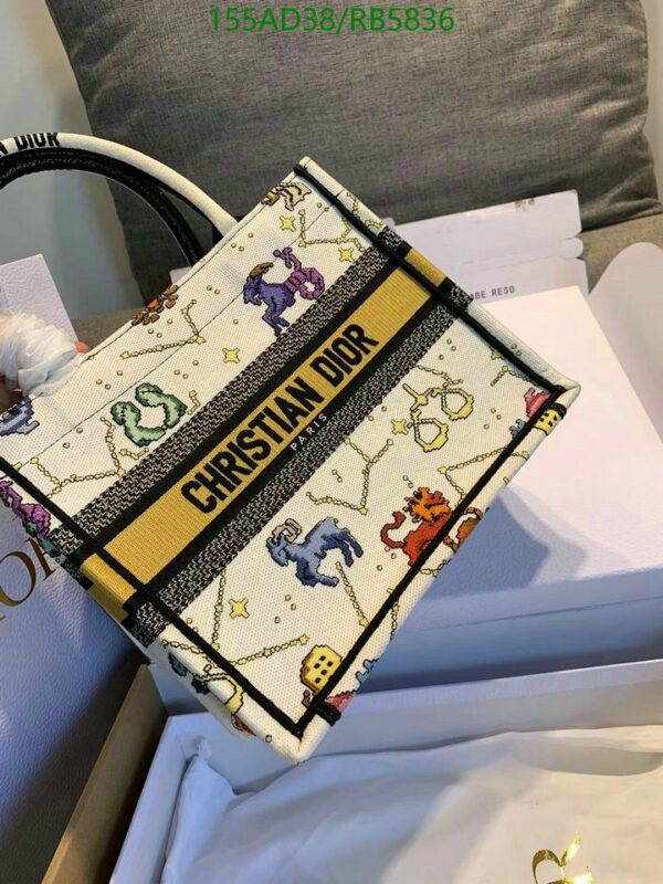 Christian Dior 1:1 Mirror Canvas Pixel Zodiac Latte Book Tote