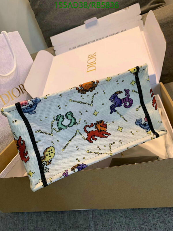 Christian Dior 1:1 Mirror Canvas Pixel Zodiac Latte Book Tote