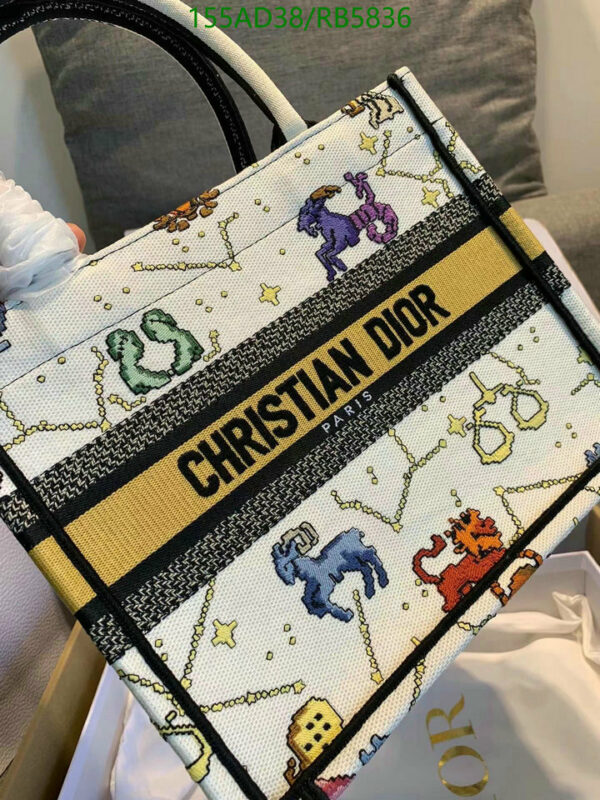 Christian Dior 1:1 Mirror Canvas Pixel Zodiac Latte Book Tote