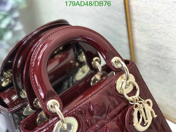 Christian Dior 1:1 Mirror Calfskin Cannage Mini Lady Dior Plum