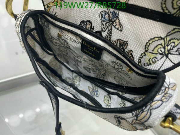 Christian Dior 1:1 Mirror Embroidery White Multicolor Saddle Bag