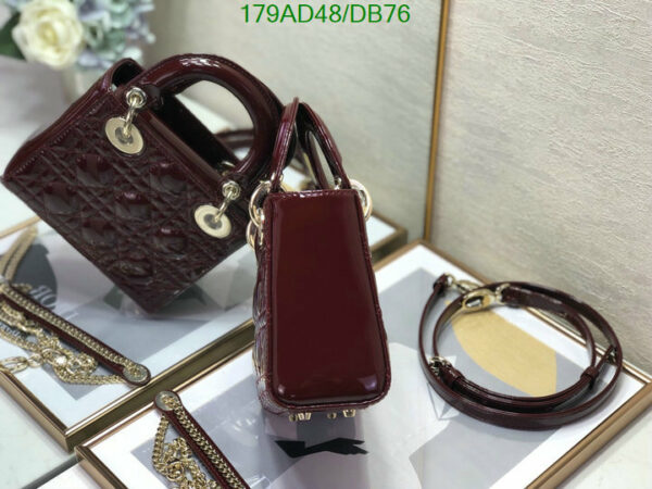 Christian Dior 1:1 Mirror Calfskin Cannage Mini Lady Dior Plum