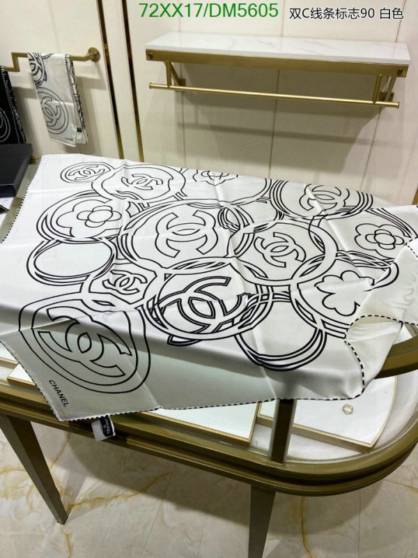 Chanel Replica Silk Scarf Luxury Black/White Square 90