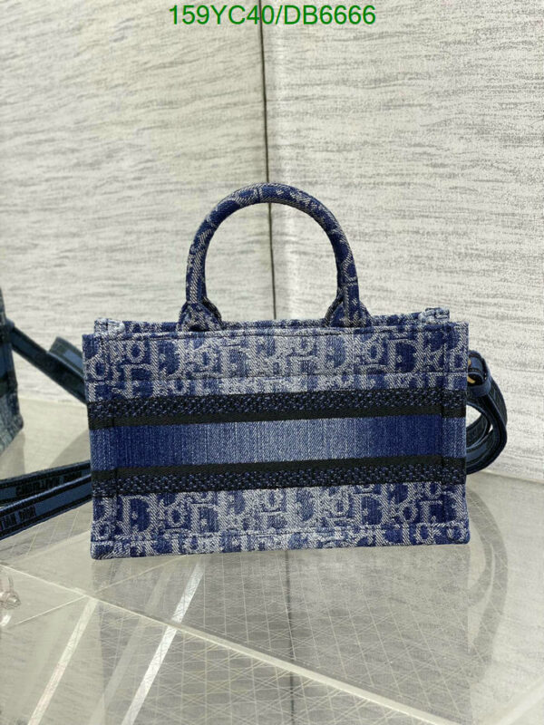 Christian Dior 1:1 Mirror Blue Embroidery Mini Dior Book Tote