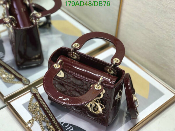 Christian Dior 1:1 Mirror Calfskin Cannage Mini Lady Dior Plum