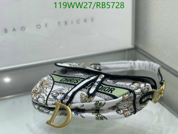 Christian Dior 1:1 Mirror Embroidery White Multicolor Saddle Bag