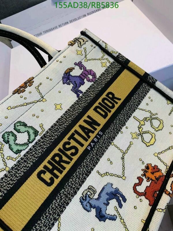 Christian Dior 1:1 Mirror Canvas Pixel Zodiac Latte Book Tote