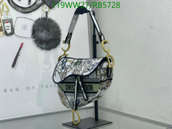 Christian Dior 1:1 Mirror Embroidery White Multicolor Saddle Bag