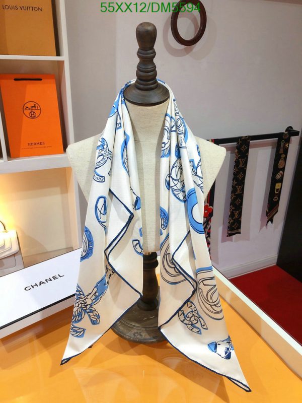 Chanel Replica Silk CC Blue White Scarf Square