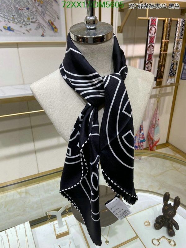 Chanel Replica Silk Scarf Luxury Black/White Square 90