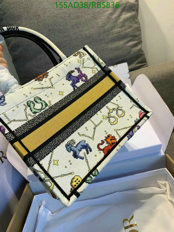 Christian Dior 1:1 Mirror Canvas Pixel Zodiac Latte Book Tote