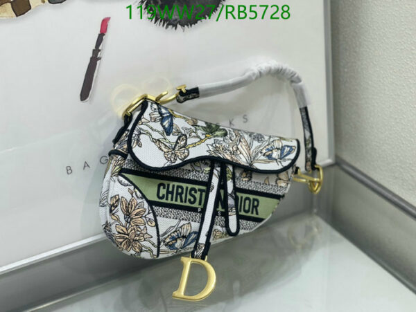 Christian Dior 1:1 Mirror Embroidery White Multicolor Saddle Bag