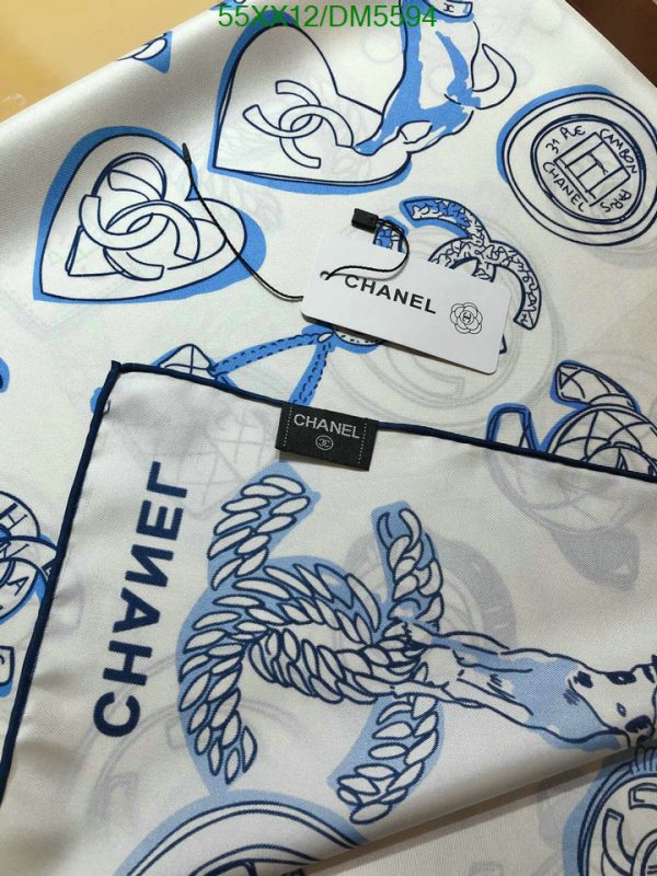 Chanel Replica Silk CC Blue White Scarf Square