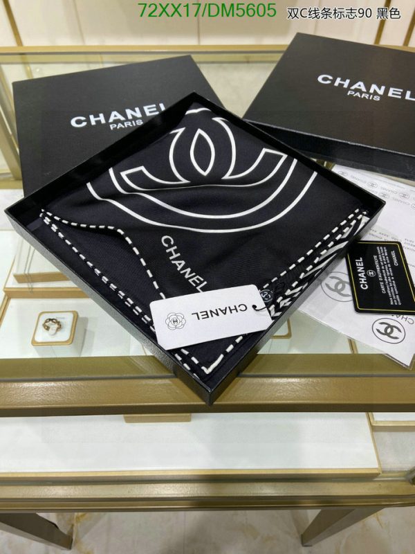 Chanel Replica Silk Scarf Luxury Black/White Square 90