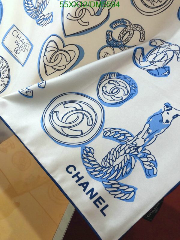 Chanel Replica Silk CC Blue White Scarf Square