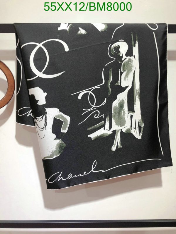 Chanel Replica Totem Printed Coco Black Silk Square Scarf