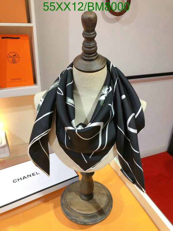 Chanel Replica Totem Printed Coco Black Silk Square Scarf