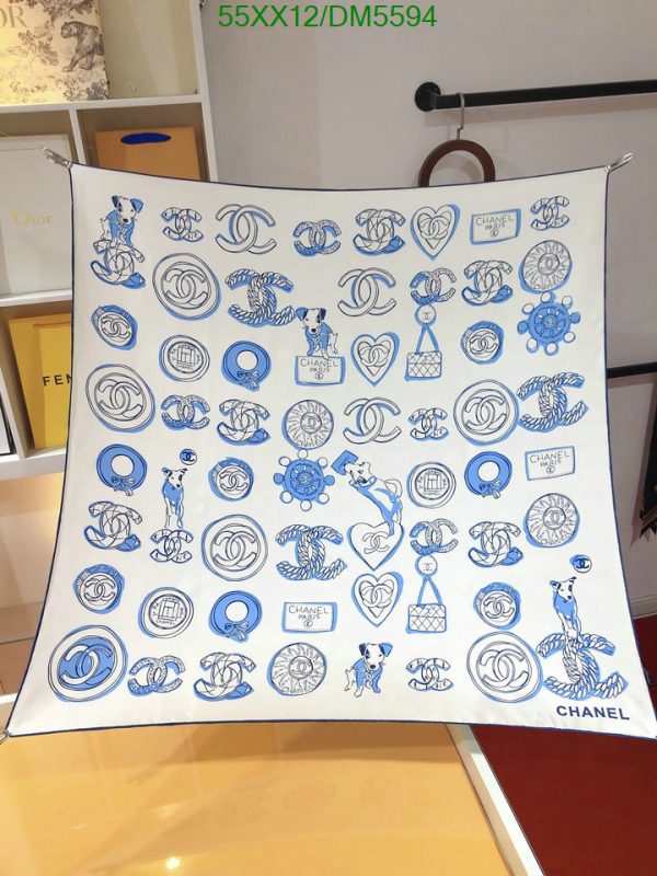 Chanel Replica Silk CC Blue White Scarf Square