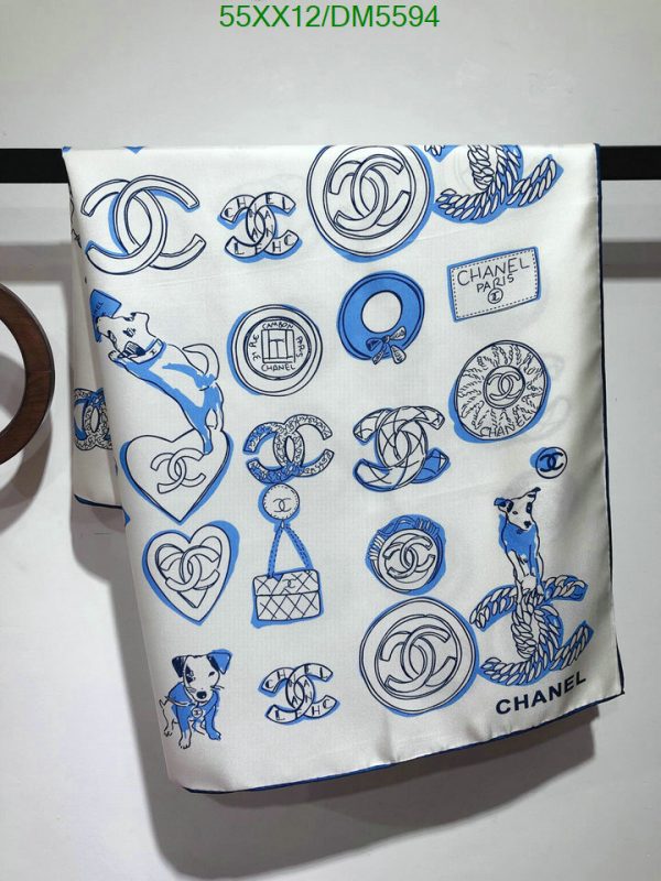 Chanel Replica Silk CC Blue White Scarf Square