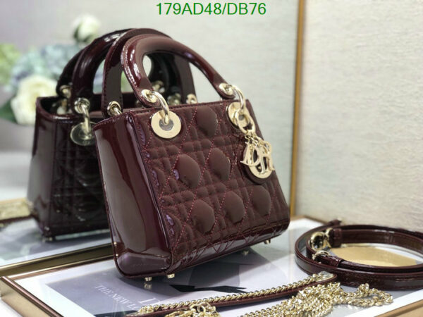 Christian Dior 1:1 Mirror Calfskin Cannage Mini Lady Dior Plum