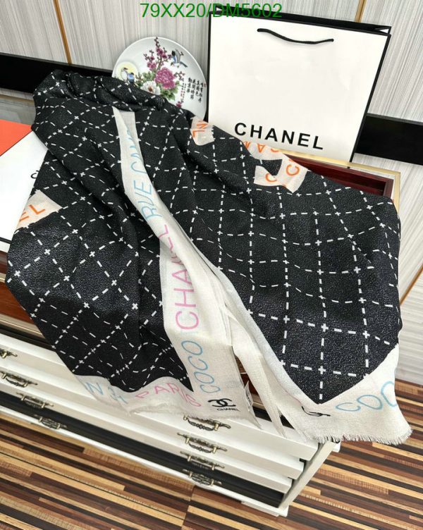 Chanel Replica Cashmere CC Charcoal Square Scarf