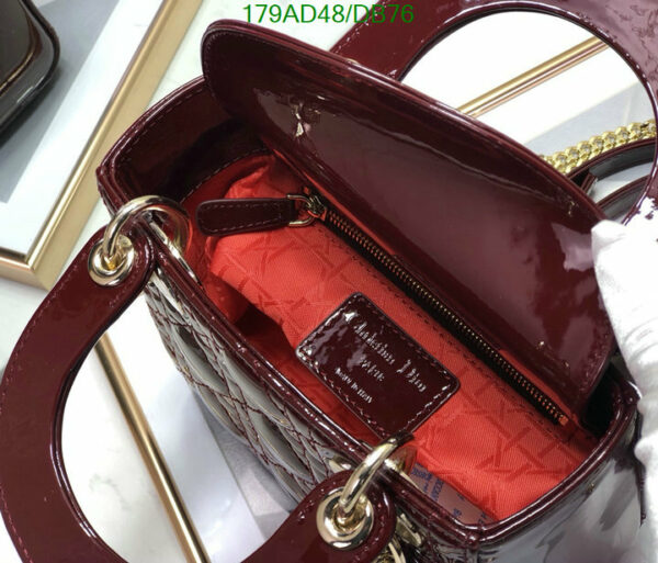 Christian Dior 1:1 Mirror Calfskin Cannage Mini Lady Dior Plum