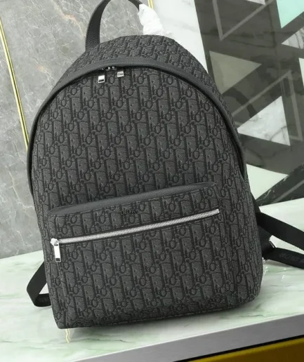 Dior 1:1 Mirror Replica Rider Backpack In Black Oblique 42CM/16.5IN Christian Dior Replica Backpacks