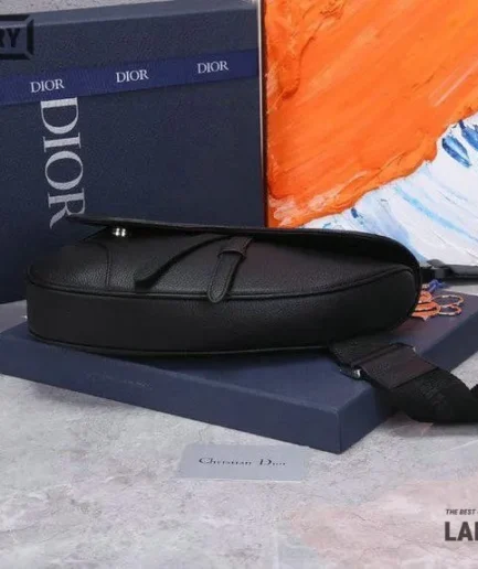 Dior 1:1 Mirror Replica X SHAWN STUSSY Grained Black Saddle 28CM/11IN Christian Dior Replica Saddles