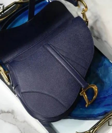 Dior 1:1 Mirror Replica Blue Mini Satin Embellished Saddle 25.5CM/10IN Christian Dior Replica Saddles