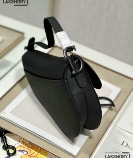 Dior 1:1 Mirror Replica Calfskin Black Ultra Matte Saddle Satchel Christian Dior Replica Saddles