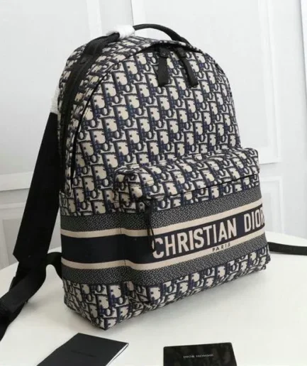 Dior 1:1 Mirror Replica DiorTravel Blue Oblique Backpack 35CM/13.8IN Christian Dior Replica Backpacks