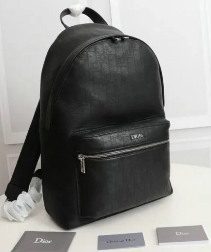 Dior 1:1 Mirror Replica Rider Black Oblique Galaxy Backpack 30CM/11.8IN Christian Dior Replica Backpacks