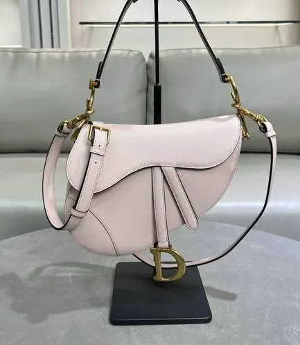 Dior 1:1 Mirror Replica Leather Saddle Bag Salmon Pink 24CM/9.4IN Christian Dior Replica Saddles