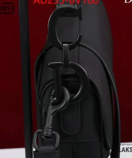 Dior 1:1 Mirror Replica Ultramatte Calfskin Black Saddle 25.5CM/10IN Christian Dior Replica Saddles