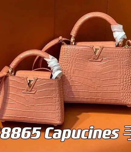 Louis Vuitton 1:1 Mirror Replica Alligator Capucines BB Pink Louis Vuitton Replica Capucines