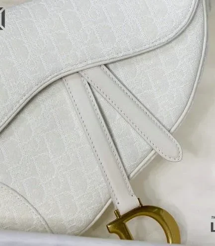 Dior 1:1 Mirror Replica Oblique Satchel White Saddle 25.5CM/10IN Christian Dior Replica Saddles