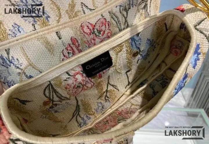Dior 1:1 Mirror Replica Hibiscus Embroidered Canvas Saddle 25.5CM/10IN Christian Dior Replica Saddles Dior 1:1 Mirror Replica Hibiscus Embroidered Canvas Saddle 25.5CM/10IN Christian Dior Replica Saddles
