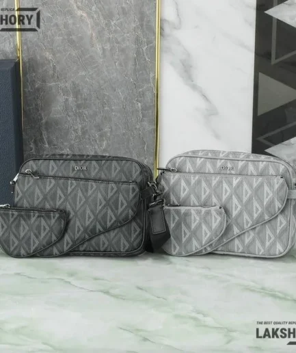 Dior 1:1 Mirror Replica CD Diamond Saddle Triple Pouch 23CM/9.1IN Christian Dior Replica Saddles