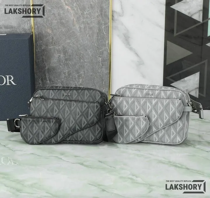 Dior 1:1 Mirror Replica CD Diamond Saddle Triple Pouch 23CM/9.1IN Christian Dior Replica Saddles Dior 1:1 Mirror Replica CD Diamond Saddle Triple Pouch 23CM/9.1IN Christian Dior Replica Saddles