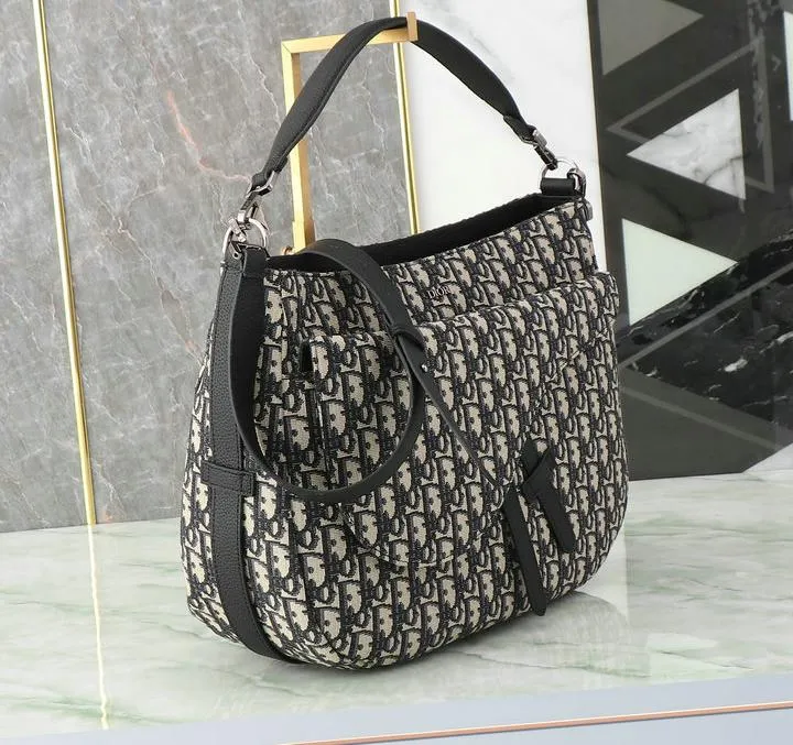 Dior 1:1 Mirror Replica Oblique Soft Saddle Beige Black 40CM/15.7IN Christian Dior Replica Saddles Dior 1:1 Mirror Replica Oblique Soft Saddle Beige Black 40CM/15.7IN Christian Dior Replica Saddles