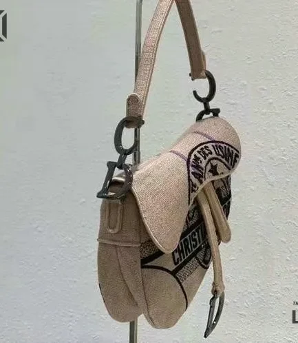 Dior 1:1 Mirror Replica Borsa A Spalla Dior Saddle Rafia 25CM/9.8IN Christian Dior Replica Saddles