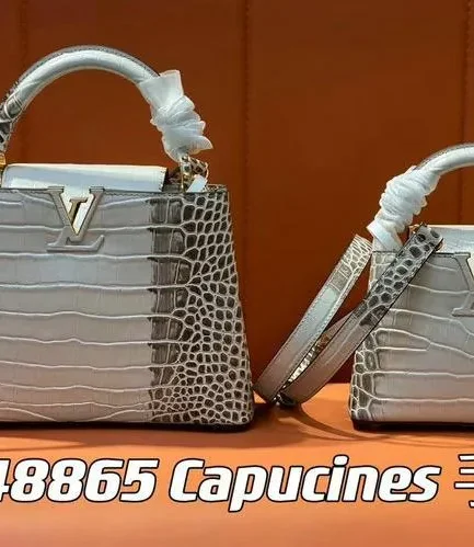 Louis Vuitton 1:1 Mirror Replica Crocodile Capucines BB Silver Himalaya Louis Vuitton Replica Capucines