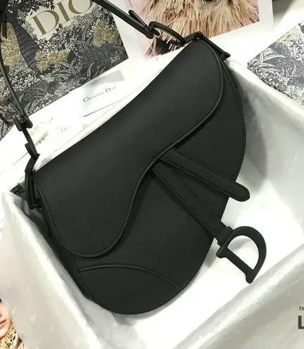 Dior 1:1 Mirror Replica Ultra Black Matte Saddle Bag + Strap 25.5CM/10IN Christian Dior Replica Saddles