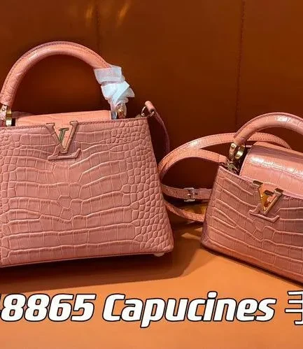 Louis Vuitton 1:1 Mirror Replica Alligator Capucines BB Pink Louis Vuitton Replica Capucines