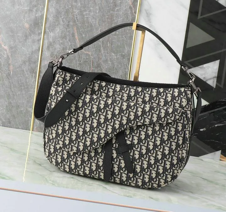 Dior 1:1 Mirror Replica Oblique Soft Saddle Beige Black 40CM/15.7IN Christian Dior Replica Saddles Dior 1:1 Mirror Replica Oblique Soft Saddle Beige Black 40CM/15.7IN Christian Dior Replica Saddles