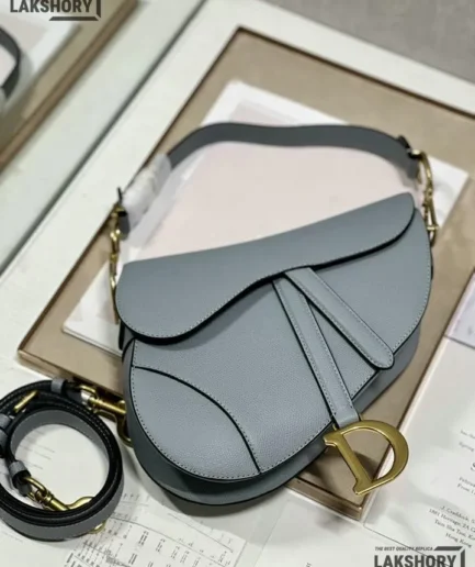 Dior 1:1 Mirror Replica Sky Blue Micro Calfskin Saddle Christian Dior Replica Saddles